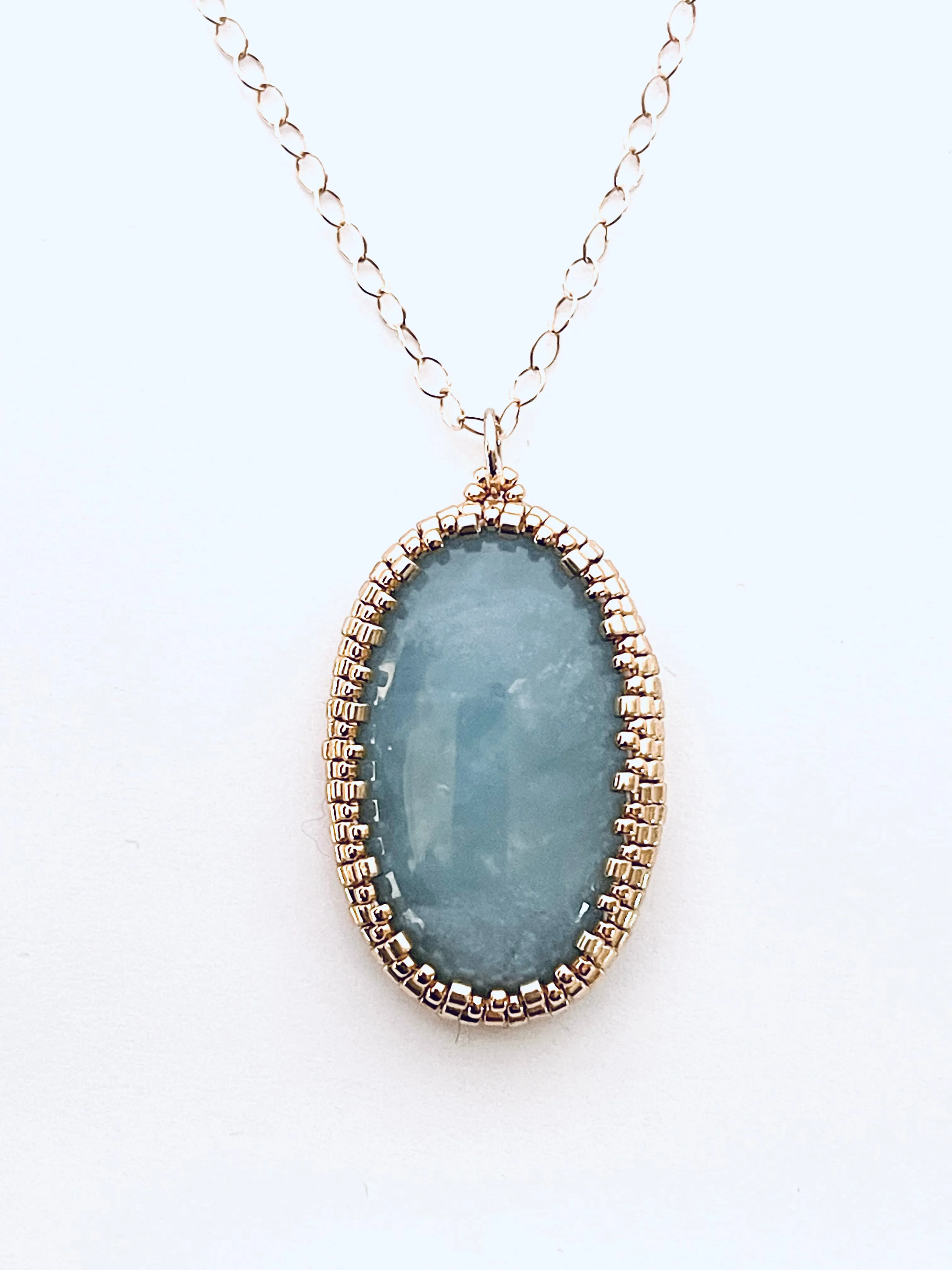 Oval Aquamarine Pendant Necklace