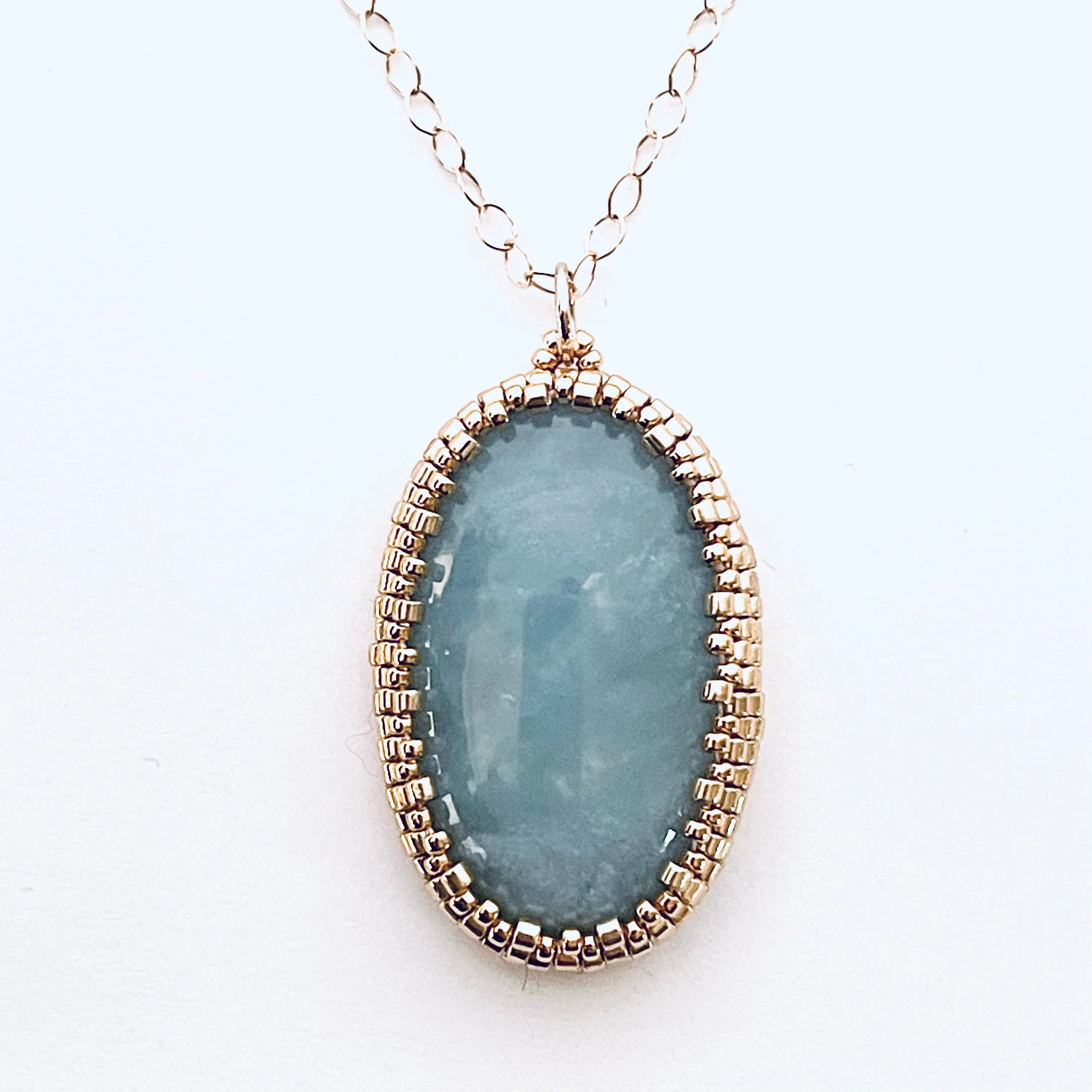 Oval Aquamarine Pendant Necklace