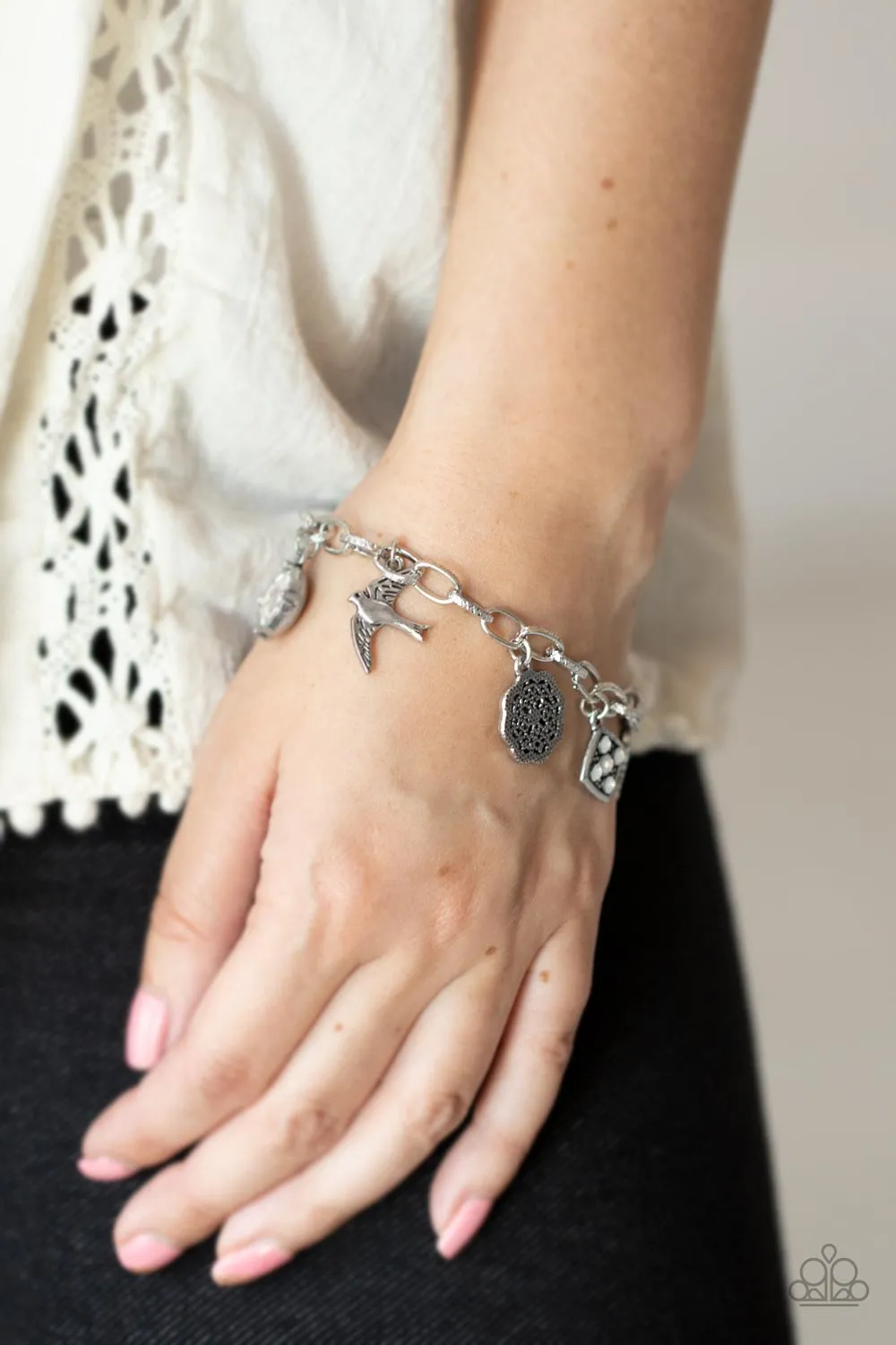 Paparazzi Fancifully Flighty - White Bracelet