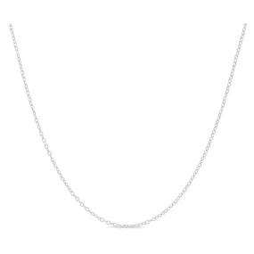 Paris Jewelry 18k White Gold Cable Chain Necklace Italian 1.3mm, 18 inches length Plated