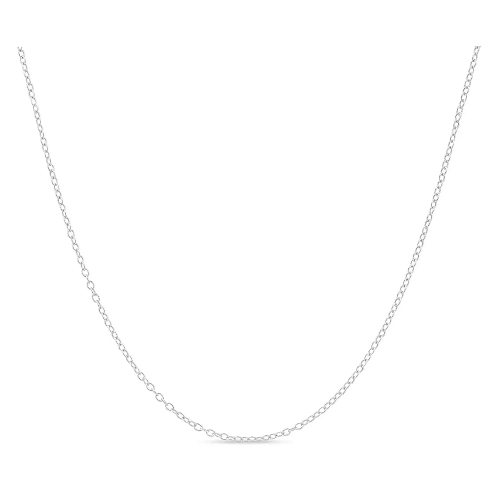 Paris Jewelry 18k White Gold Cable Chain Necklace Italian 3mm, 18 inches length Plated