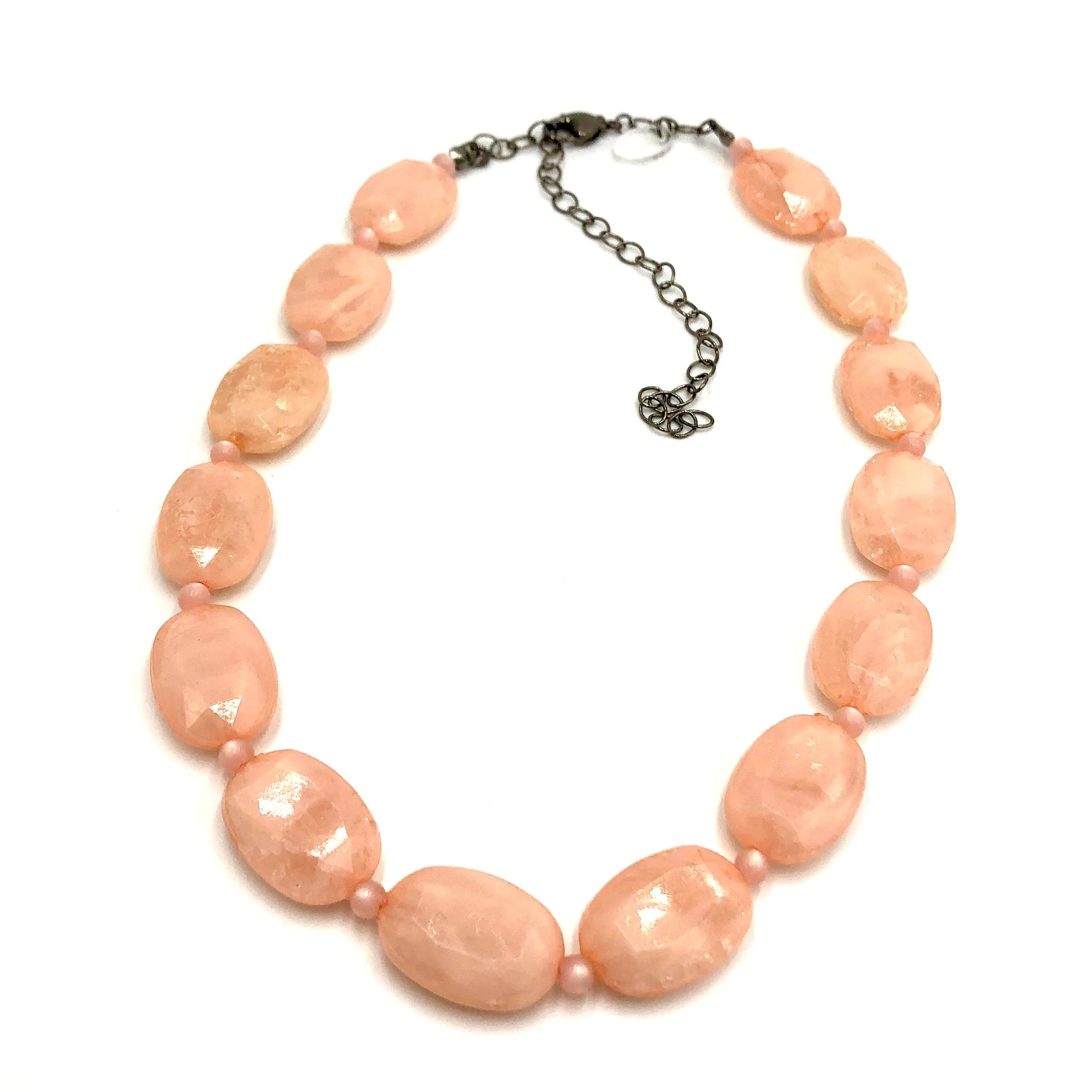 Peach Crackle Facet Marco Necklace