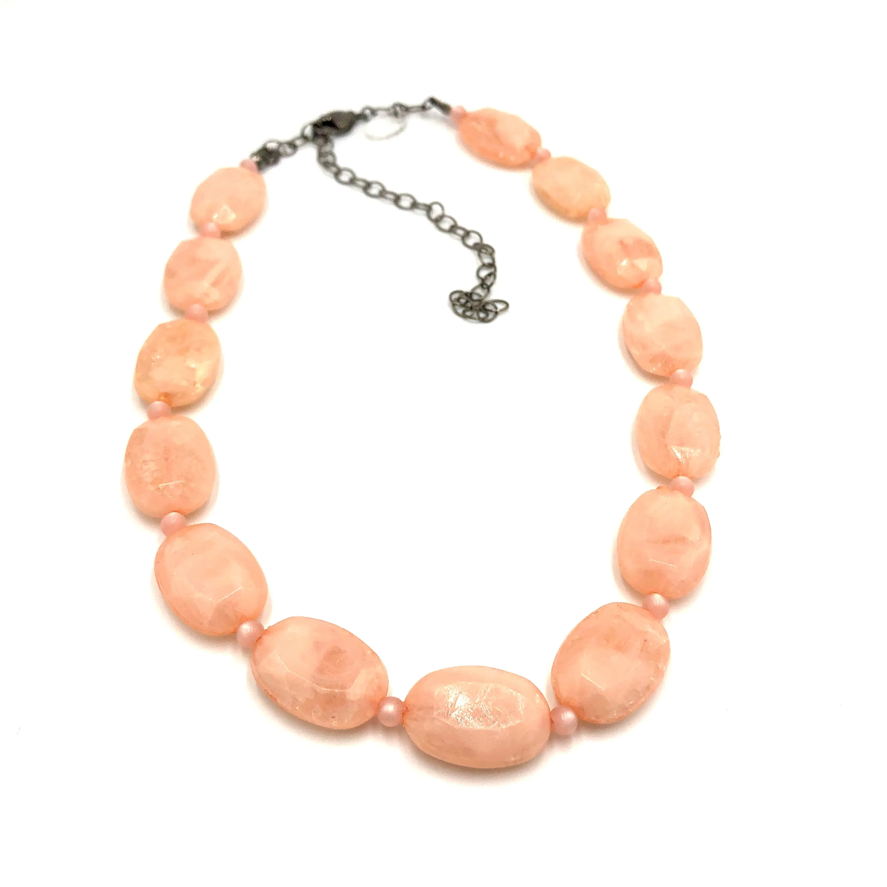 Peach Crackle Facet Marco Necklace