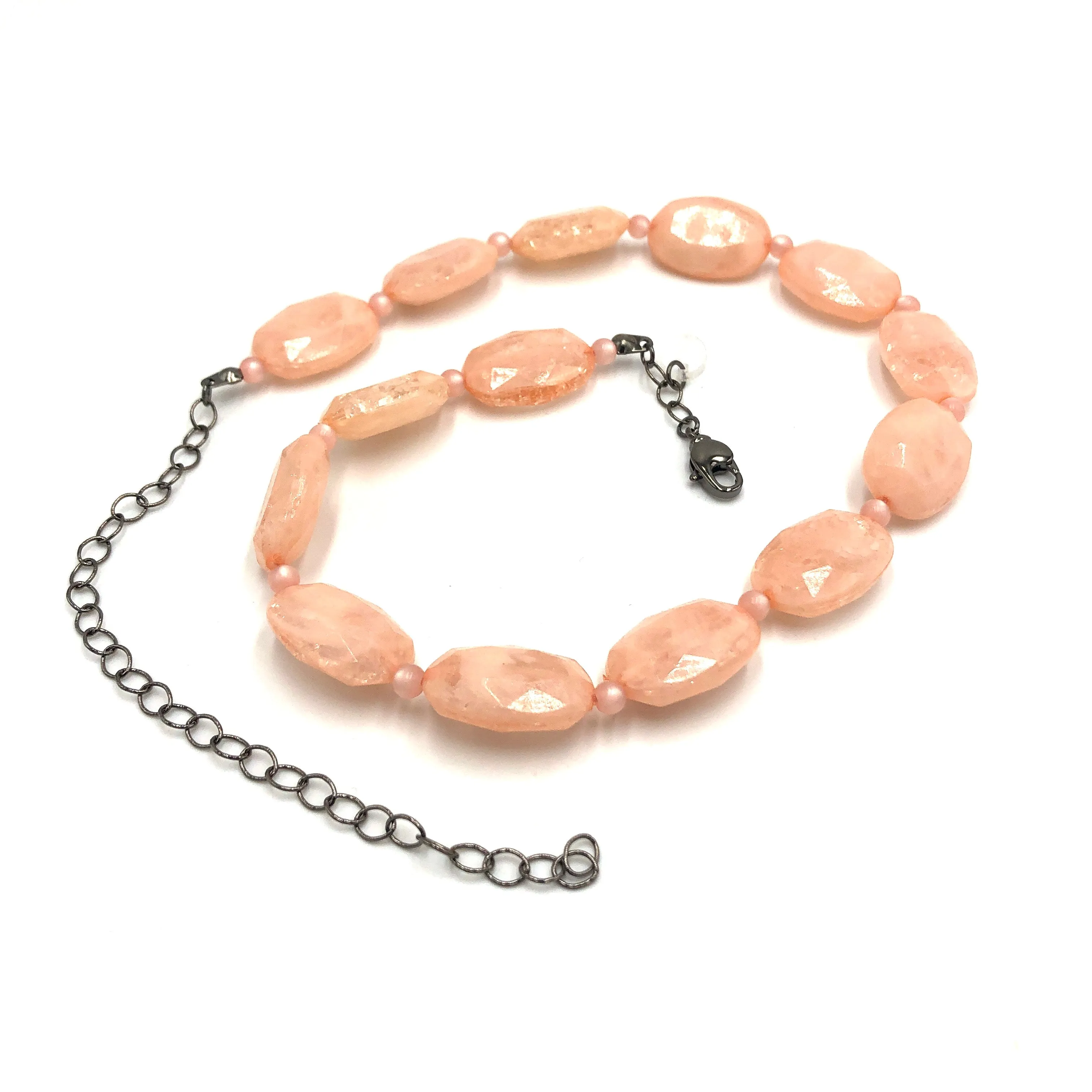 Peach Crackle Facet Marco Necklace