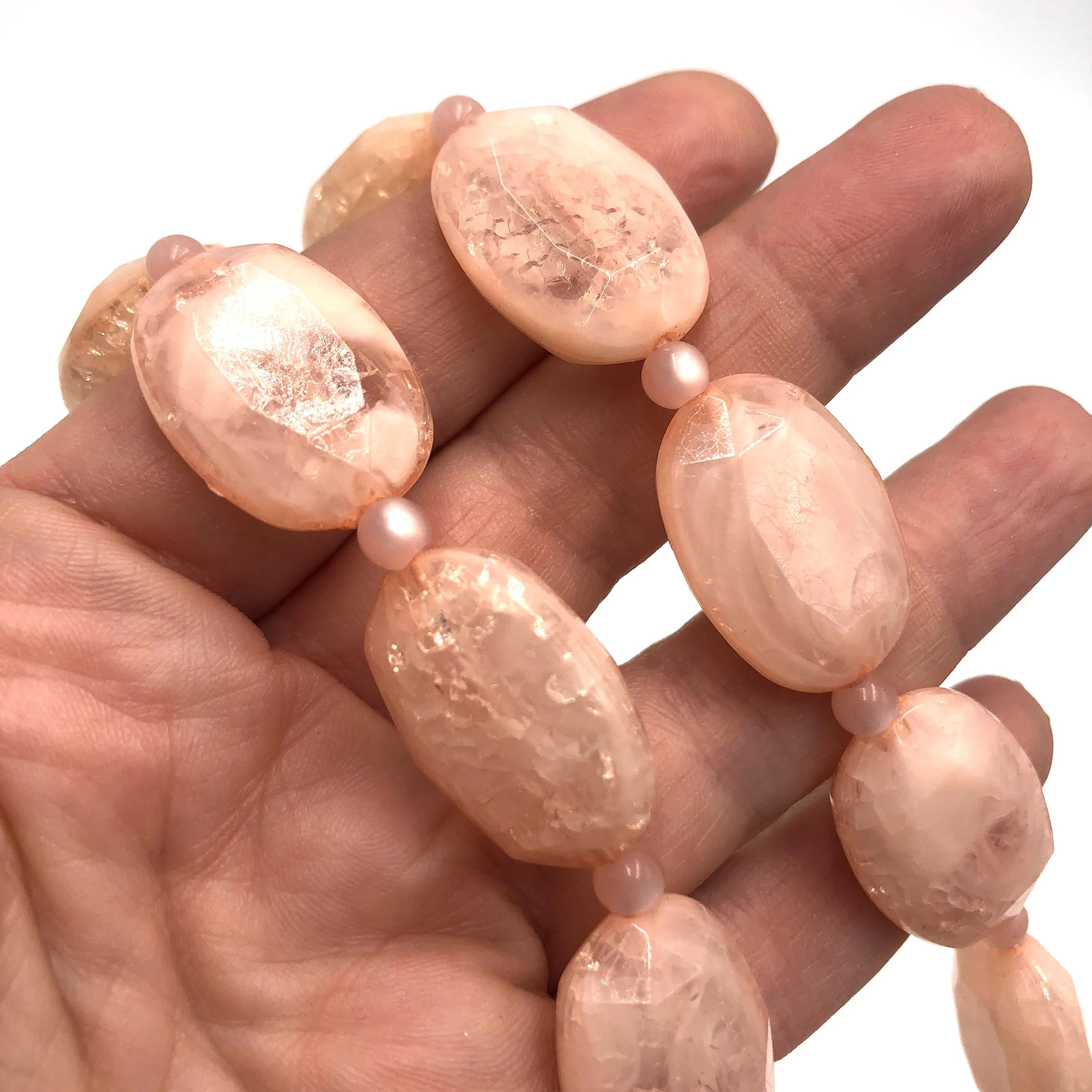 Peach Crackle Facet Marco Necklace