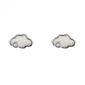 Pearlised Enamel Cloud Diamond Stud Earrings E6329