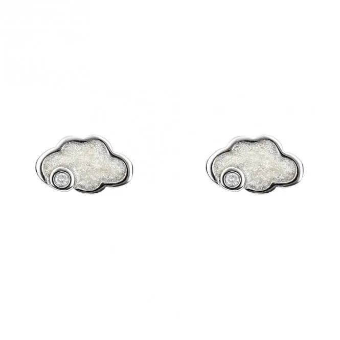 Pearlised Enamel Cloud Diamond Stud Earrings E6329