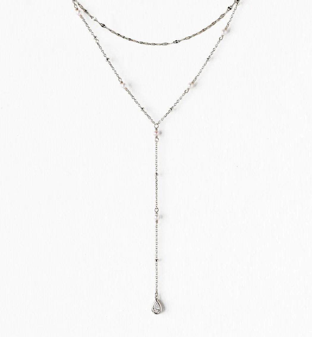 Perla Lariat Layered Necklace