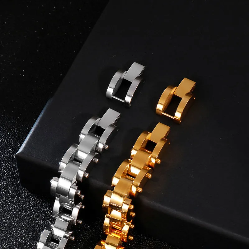 Personalized Gold Rhombus Texture Men's Titanium Steel Bracelet in Stainless Steel