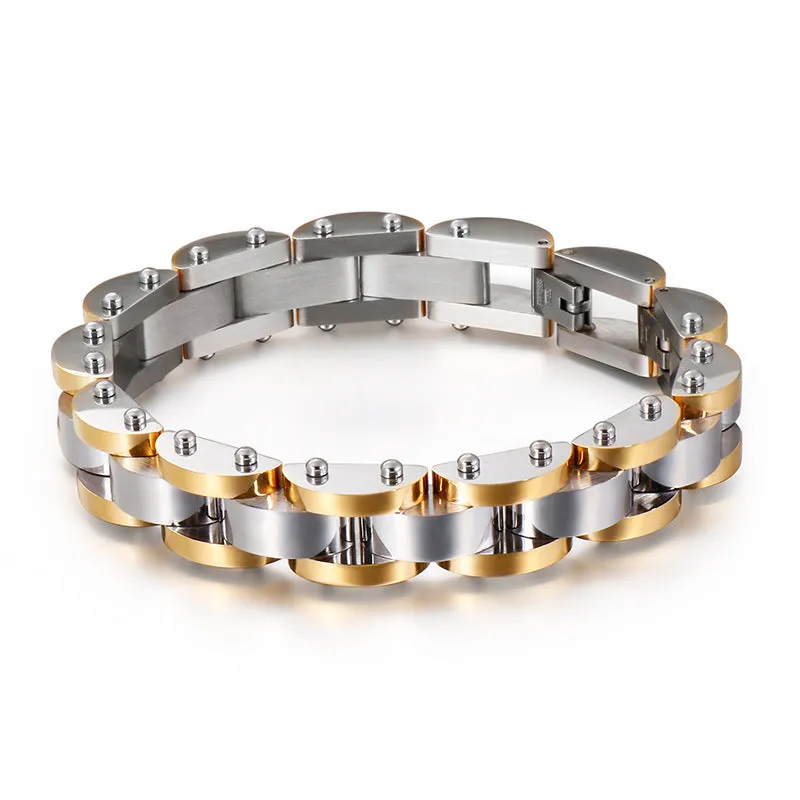 Personalized Gold Rhombus Texture Men's Titanium Steel Bracelet in Stainless Steel