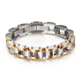 Personalized Gold Rhombus Texture Men's Titanium Steel Bracelet in Stainless Steel