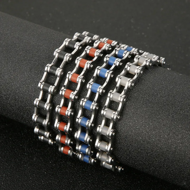 Personalized Hiphop Bicycle Bracelet for Men in Thin Titanium Steel from South Korea