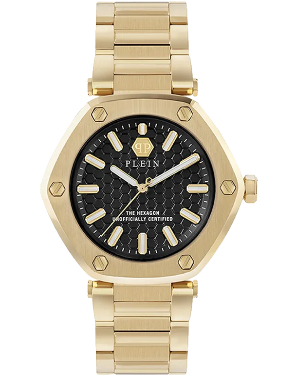 Philipp Plein - Quartz Hexagon Black Dial Gold Steel 38mm Watch - PW1BA0623 - 788090