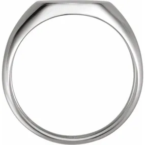 Platinum 12x10 mm Oval Signet Ring