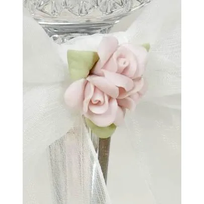 Porcelain Rose Bouquet Wedding Toasting Glasses