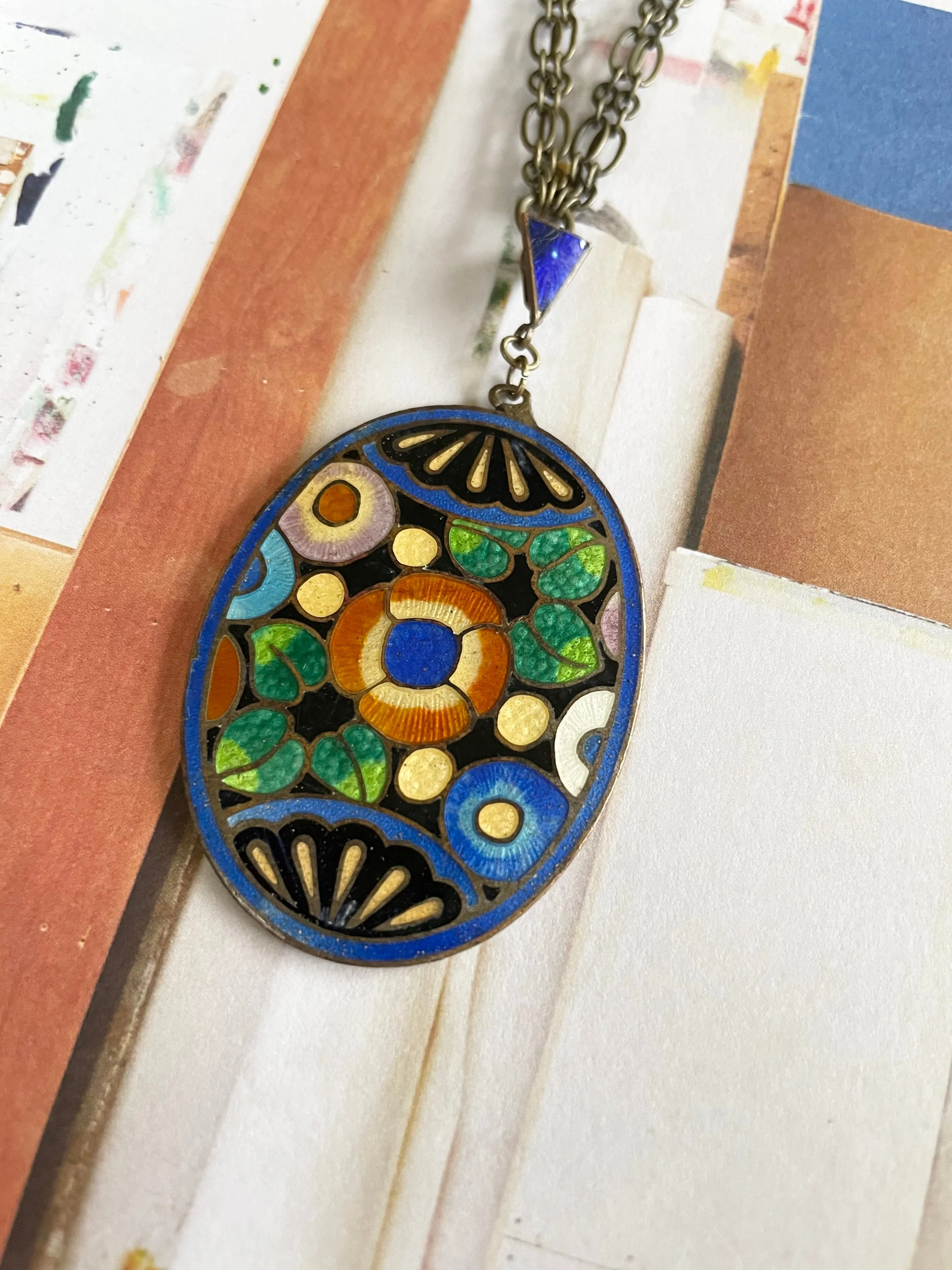 Portuguese Tile Enamel Necklace