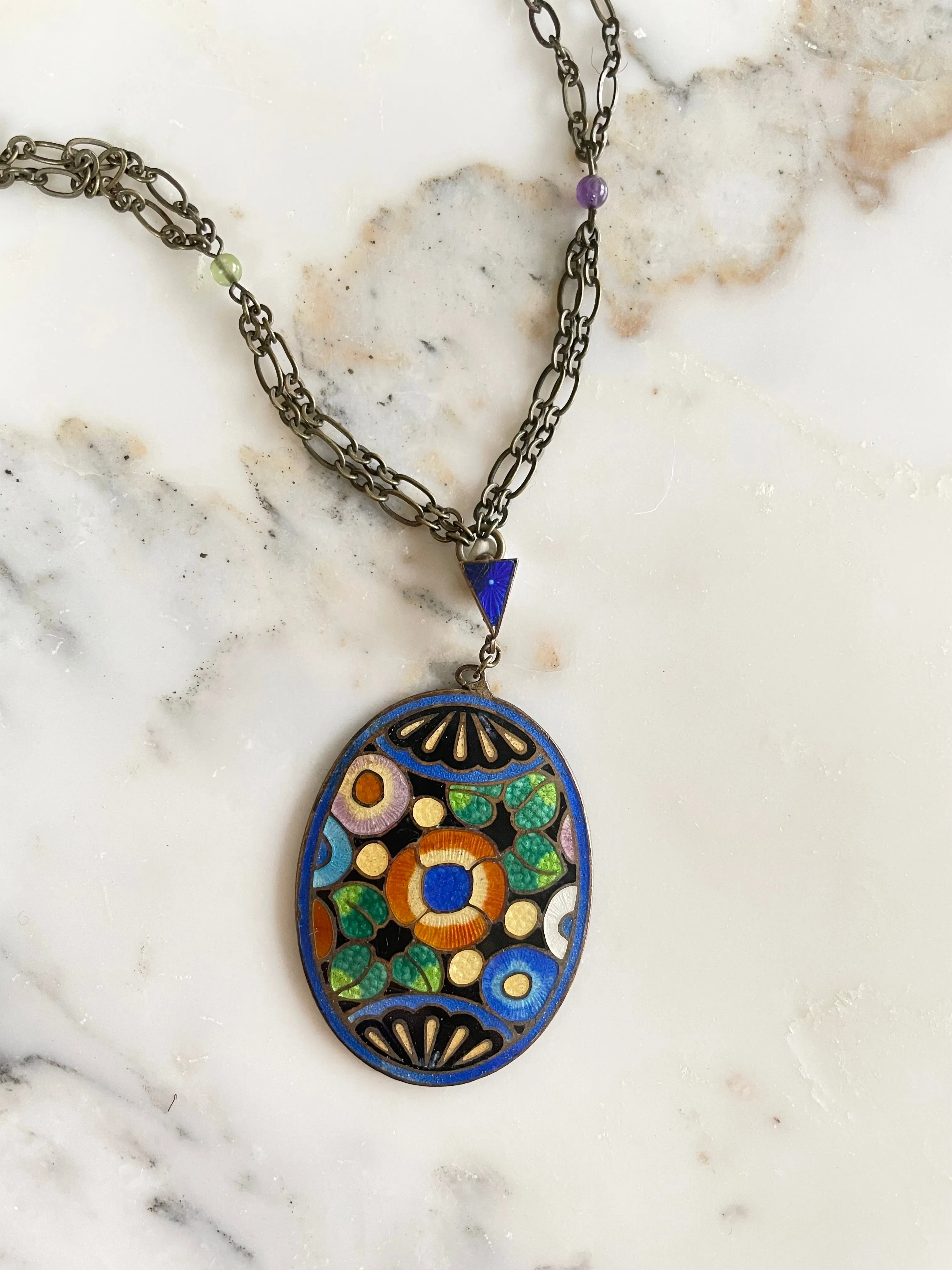 Portuguese Tile Enamel Necklace