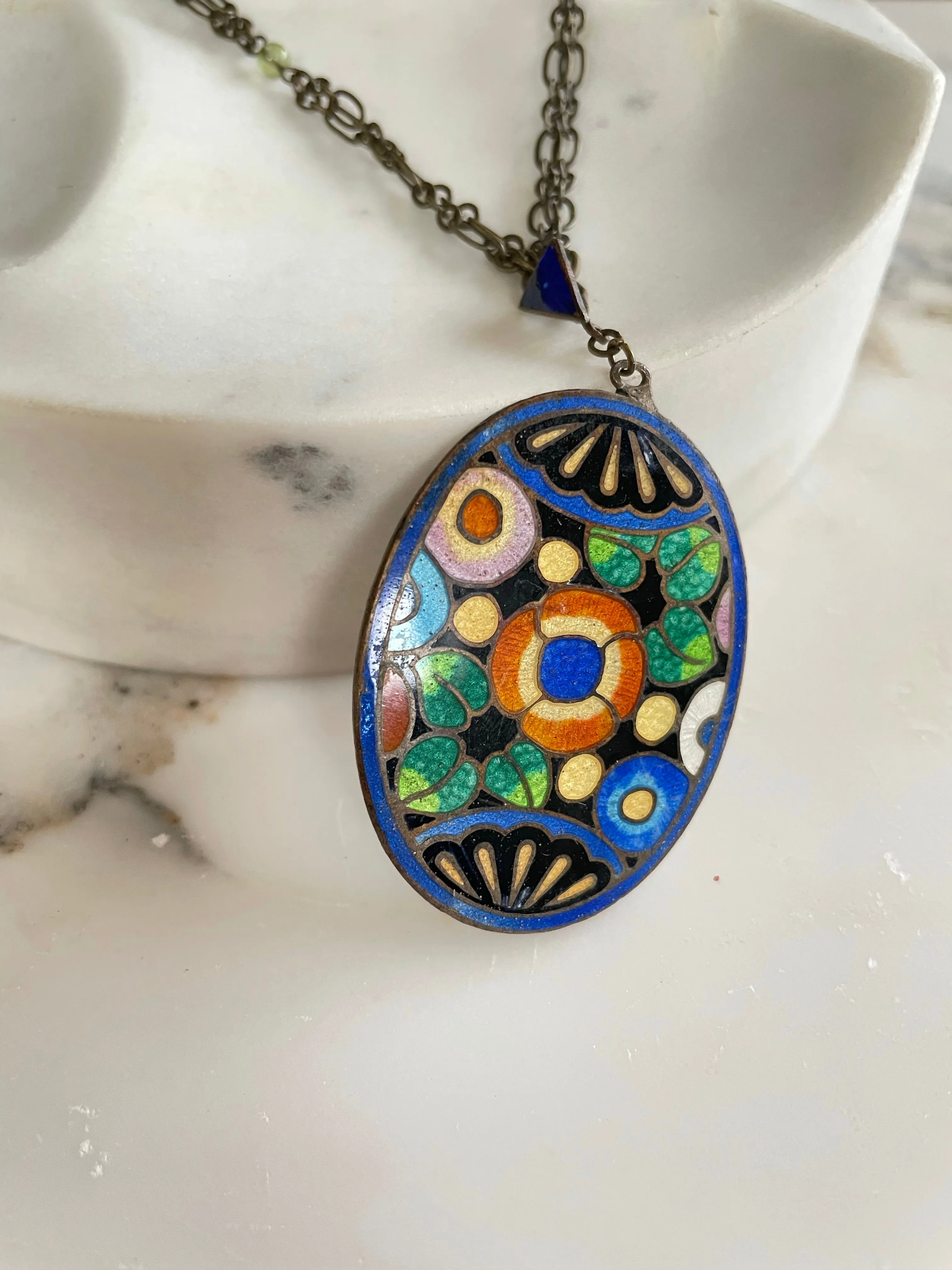 Portuguese Tile Enamel Necklace