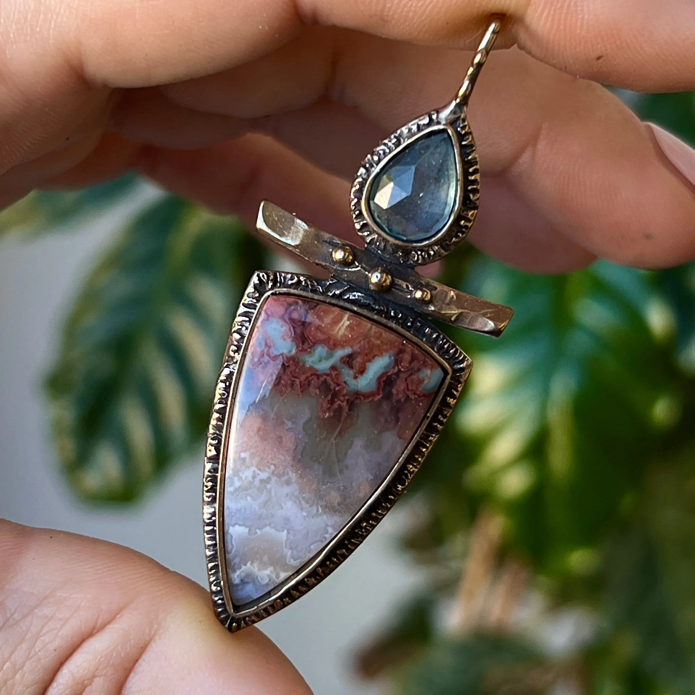 PRE-ORDER FOR NOA- Prudent Man Agate & Aquamarine Pendant