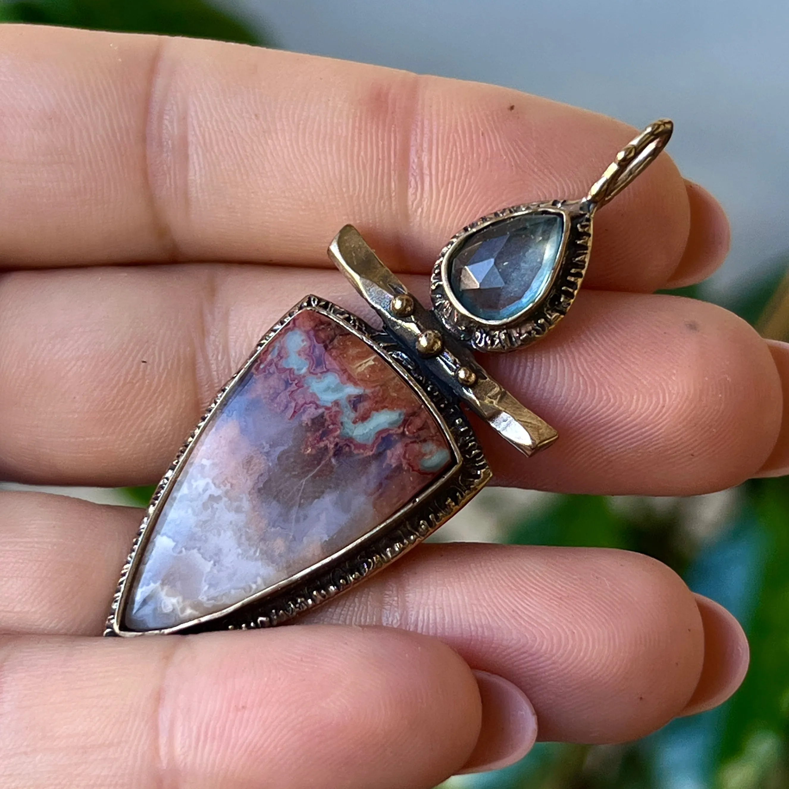 PRE-ORDER FOR NOA- Prudent Man Agate & Aquamarine Pendant