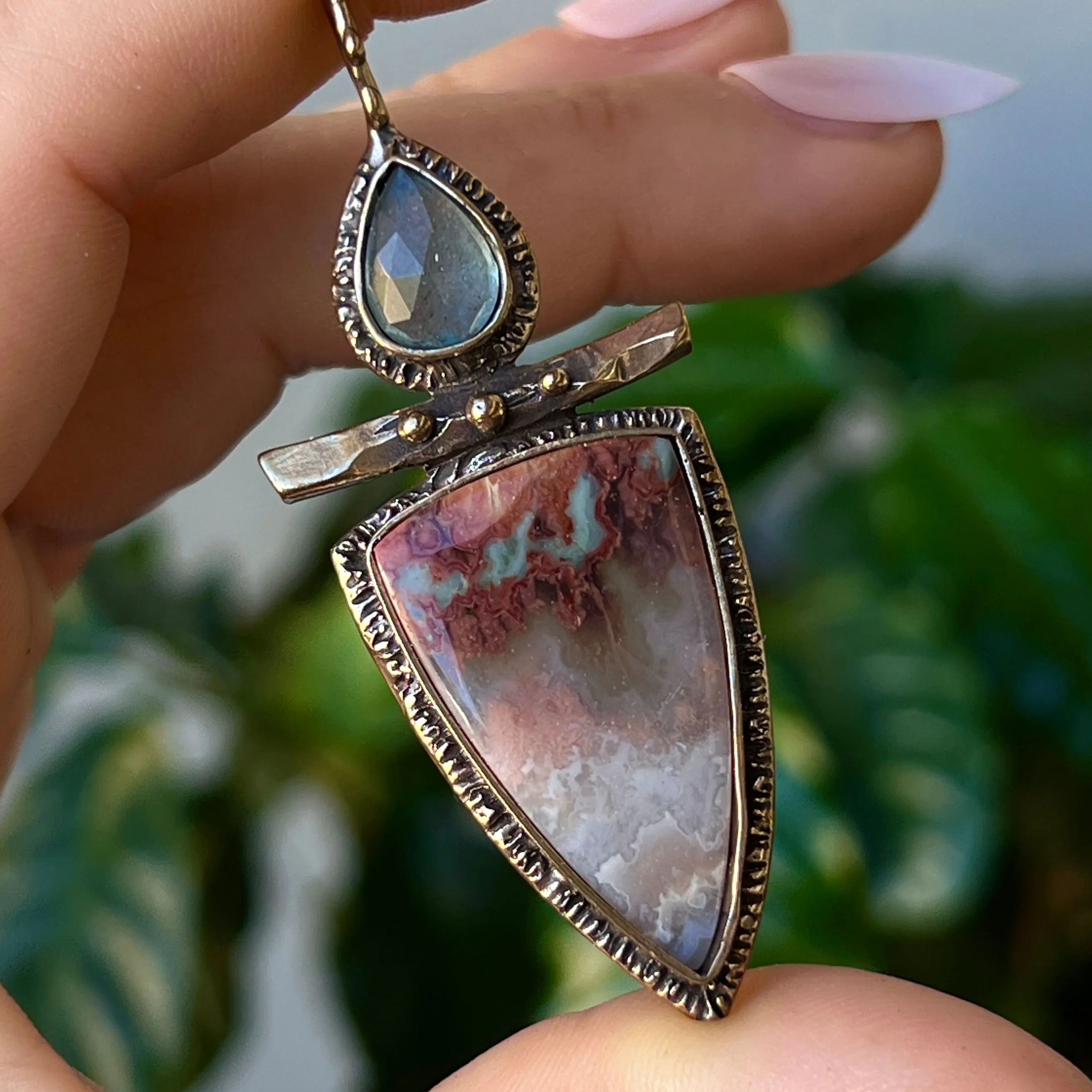 PRE-ORDER FOR NOA- Prudent Man Agate & Aquamarine Pendant