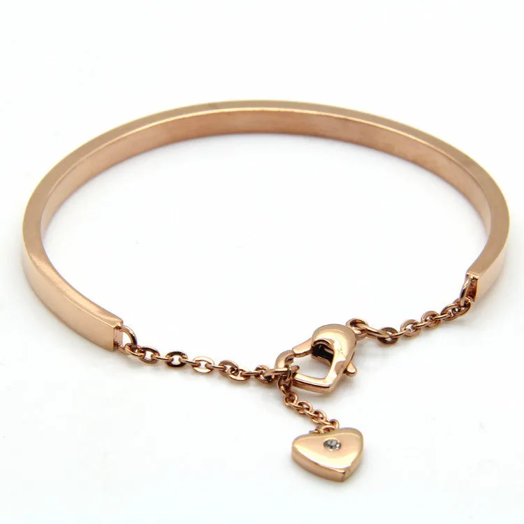 Pretty Lady Gold Bangle Women's Lover Bracelet Jewelry Metal Bracelets Bangles Heart-Shaped Accessories