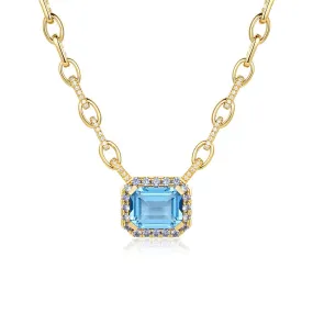 "Aqua Earth Conservation Champion" Aquamarine and Sapphire Necklace