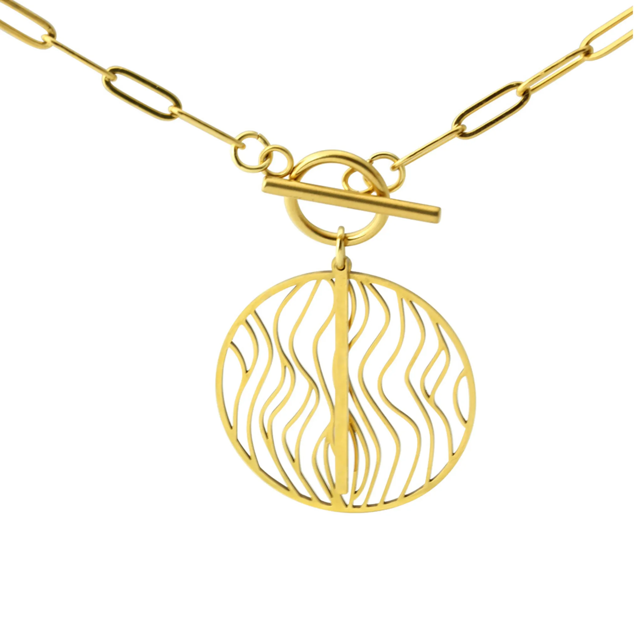 "Imperméable” Waterproof Gold Swirl Necklace