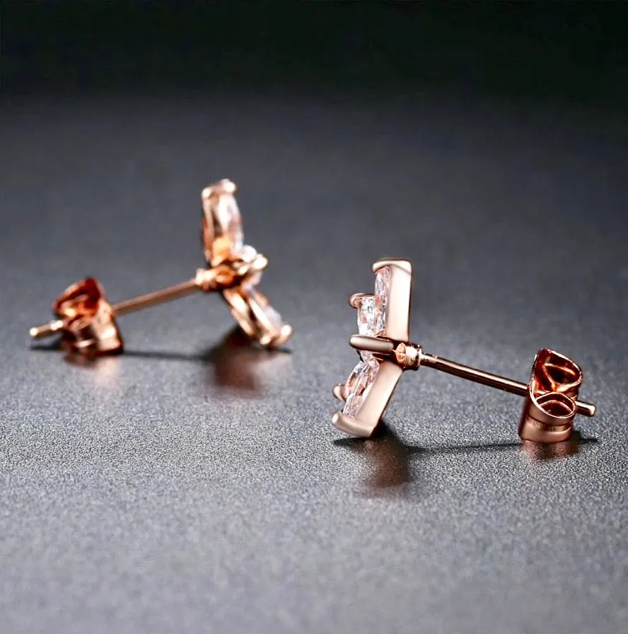 "Lisa" - Cubic Zirconia Bridal Earrings - Available in Silver and Rose Gold