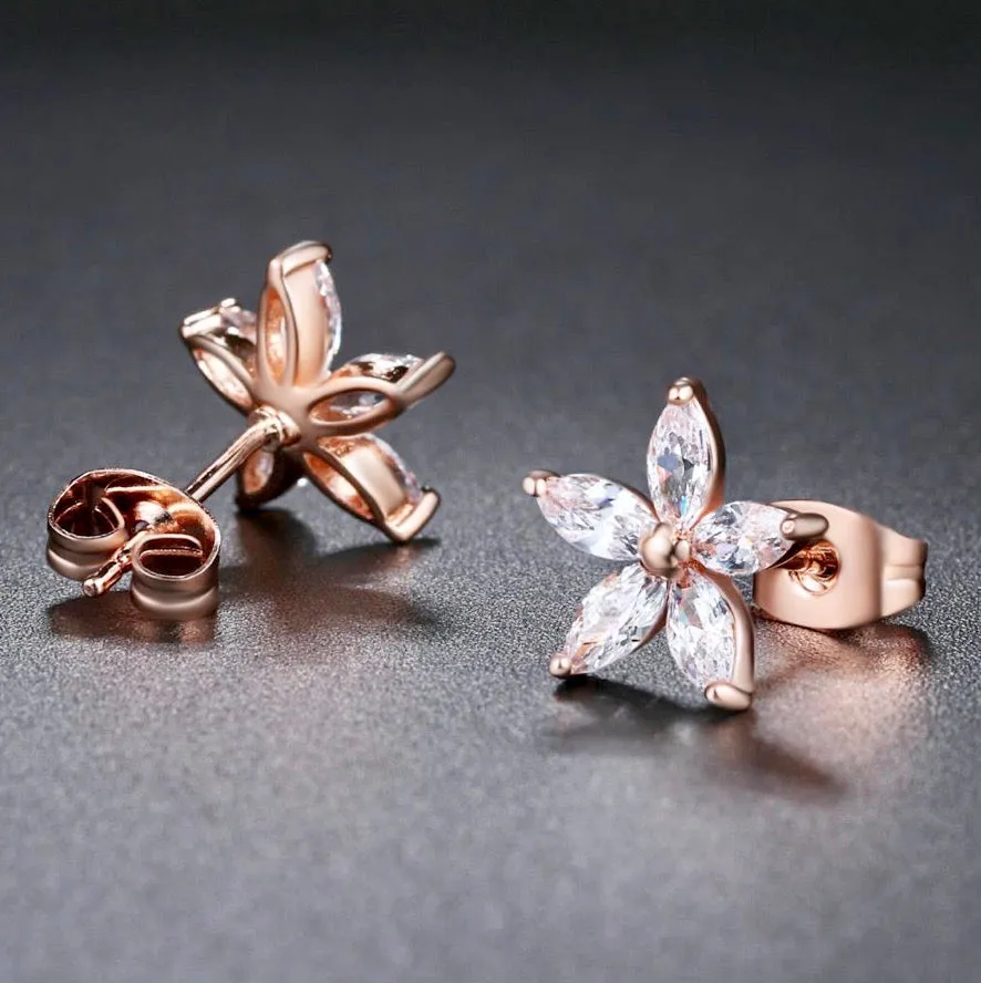 "Lisa" - Cubic Zirconia Bridal Earrings - Available in Silver and Rose Gold