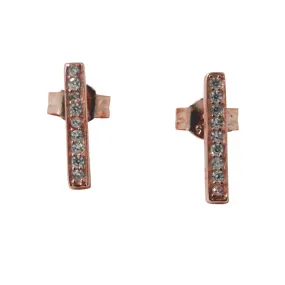 "Sparkle Bar" Rose Gold-Dipped Mini CZ Bar Stud Earrings