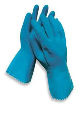 Radnor Medium Blue 12" Unlined 18 MIL Textured Palm Natural Latex Glove