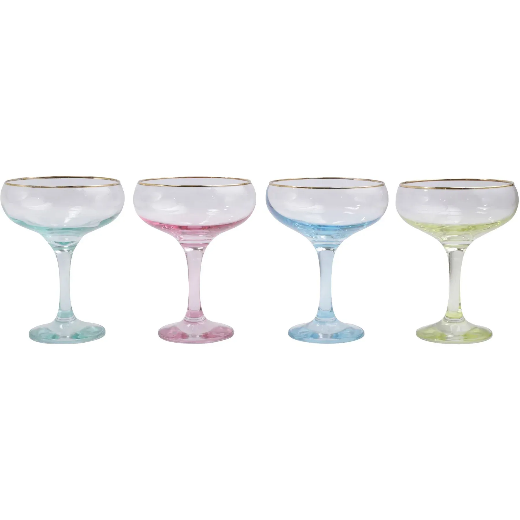 Rainbow Assorted Coupe Champagne Glasses