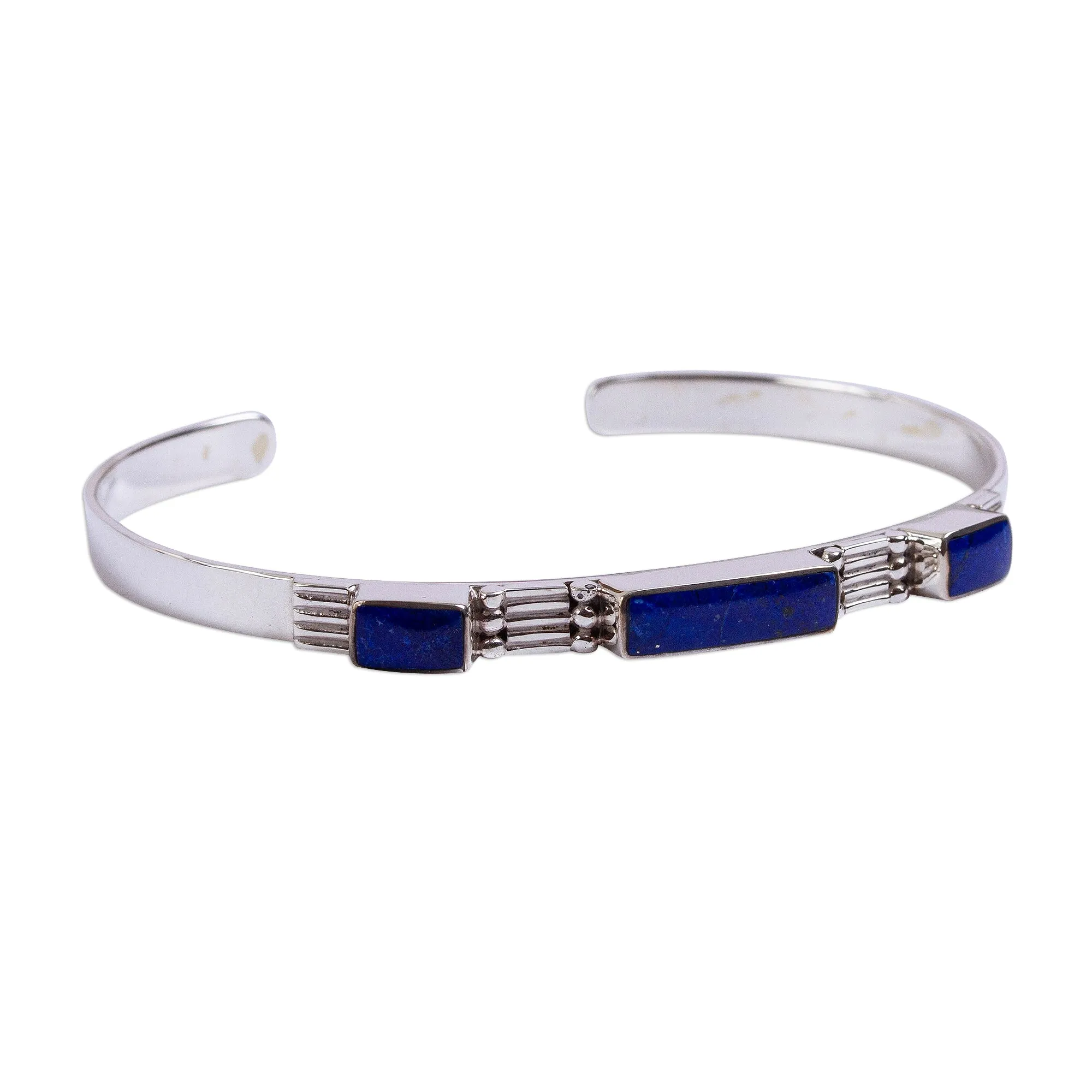 Rectangular Blue Taxco Lapis Lazuli Cuff Bracelet from Mexico