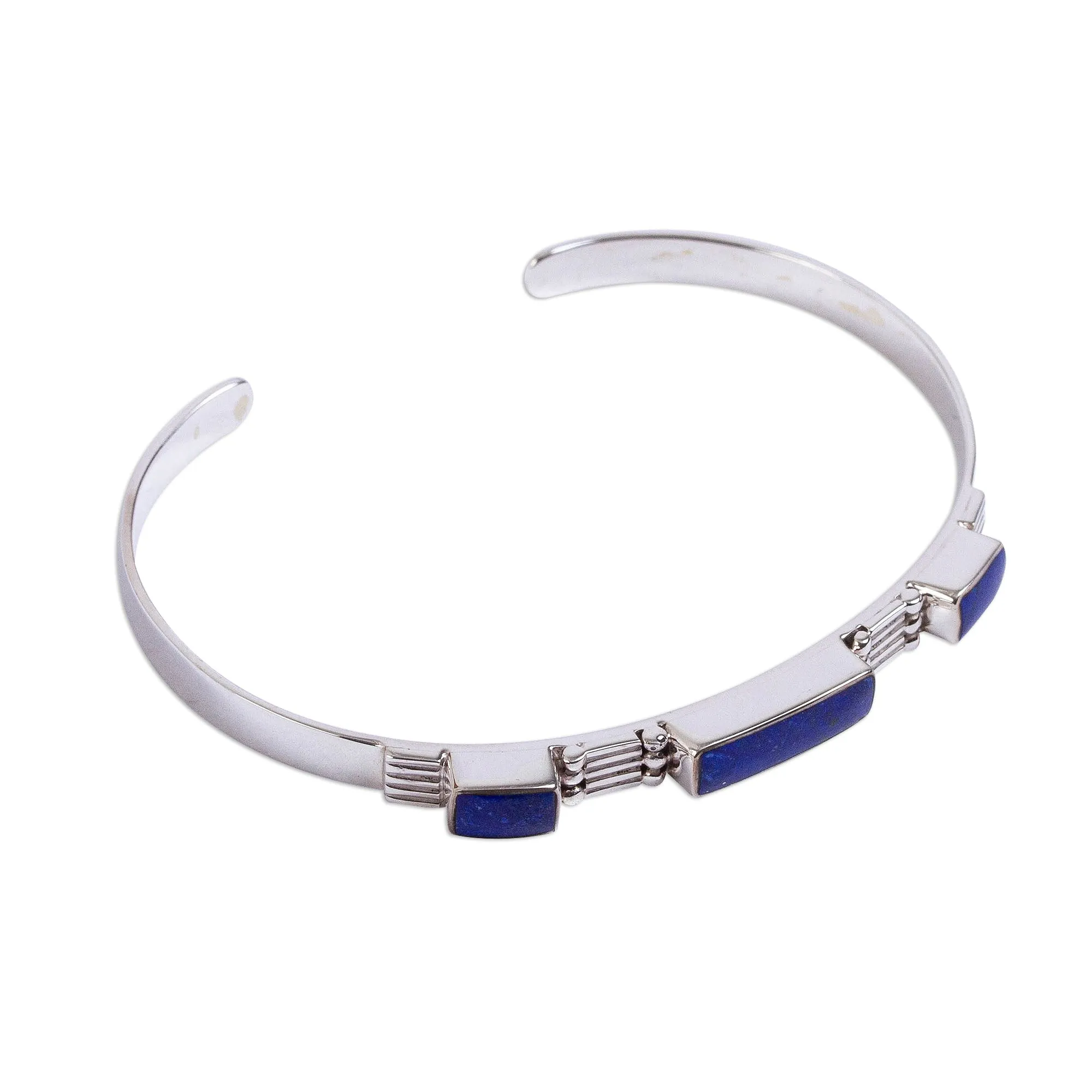 Rectangular Blue Taxco Lapis Lazuli Cuff Bracelet from Mexico