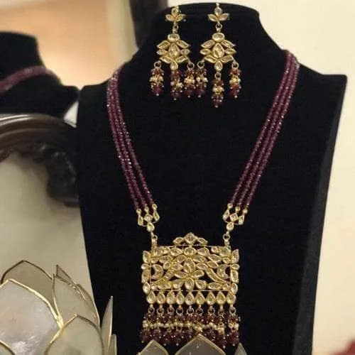 Rectangular Kundan Pendant Necklace