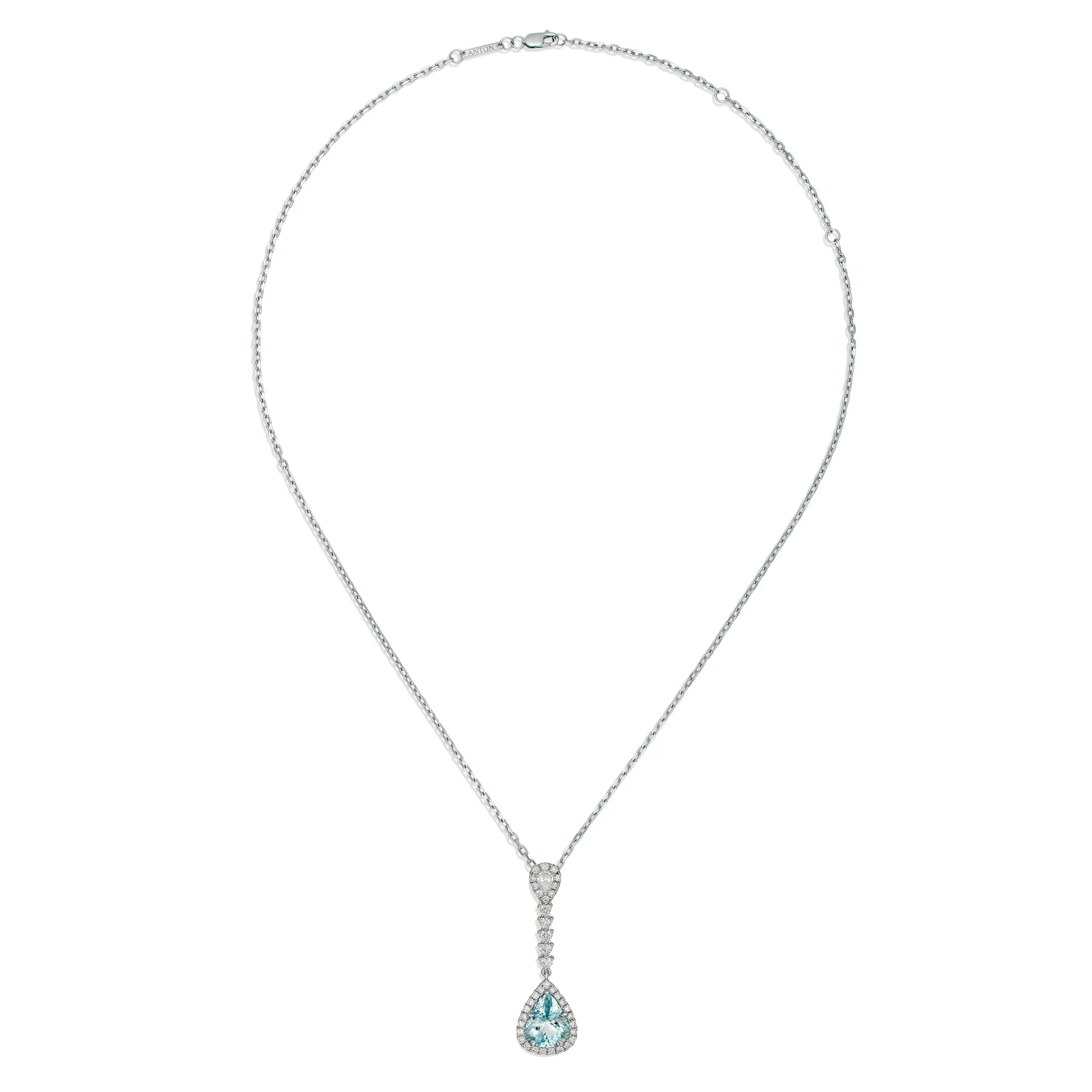 Regal Collection® Aquamarine Pear Drop Necklace | 18K White Gold