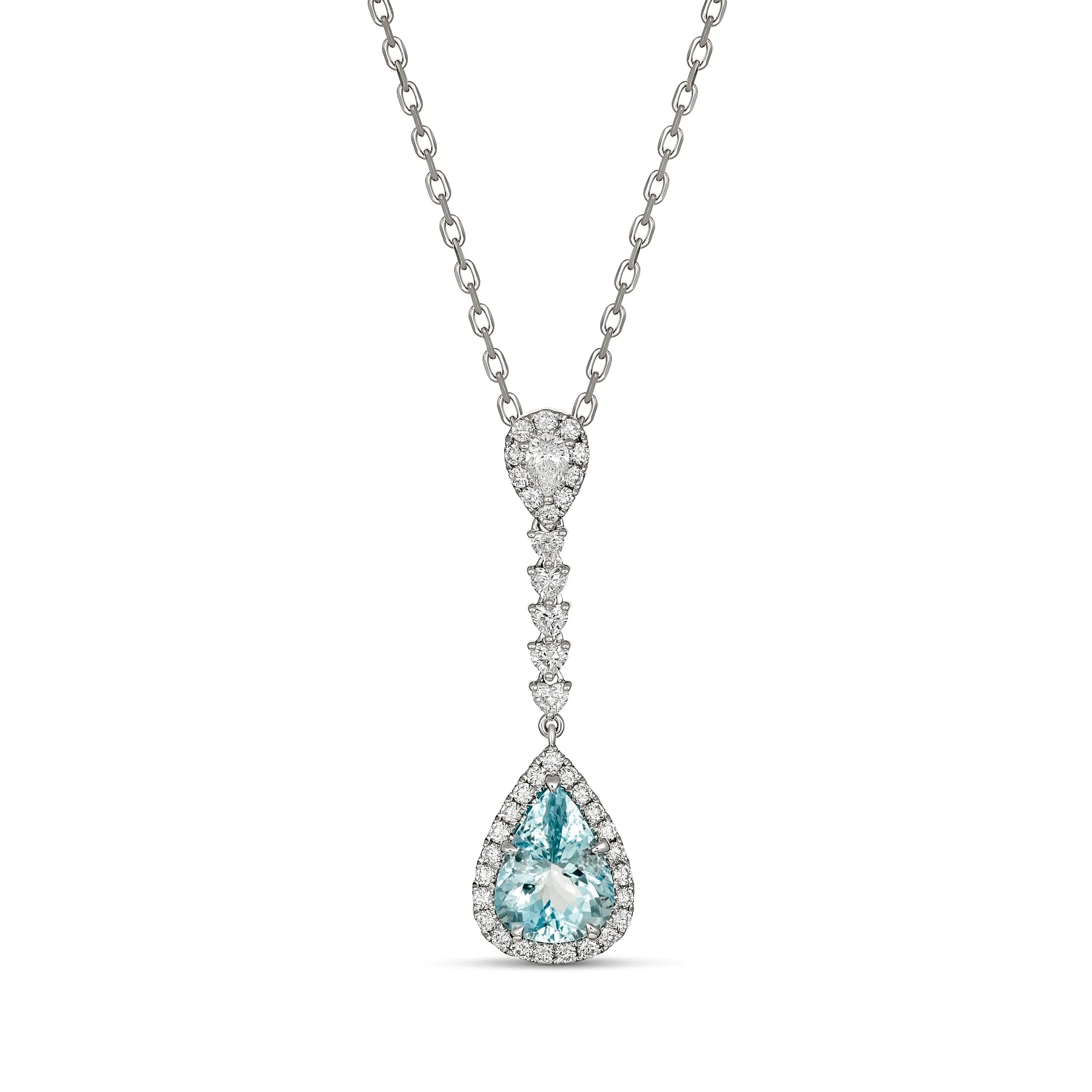 Regal Collection® Aquamarine Pear Drop Necklace | 18K White Gold