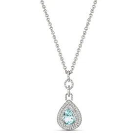 Regal Collection® Aquamarine Pear Shaped Necklace | White Gold