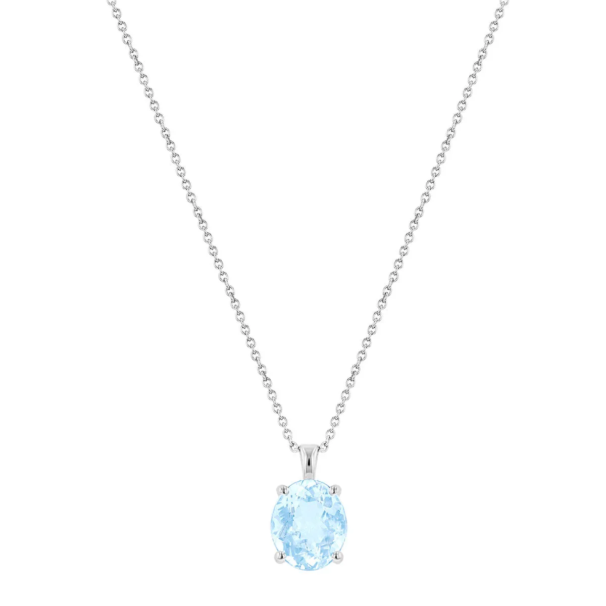 Riviera Collection 3.85ct Oval Aquamarine Pendant & Chain | 9K White Gold