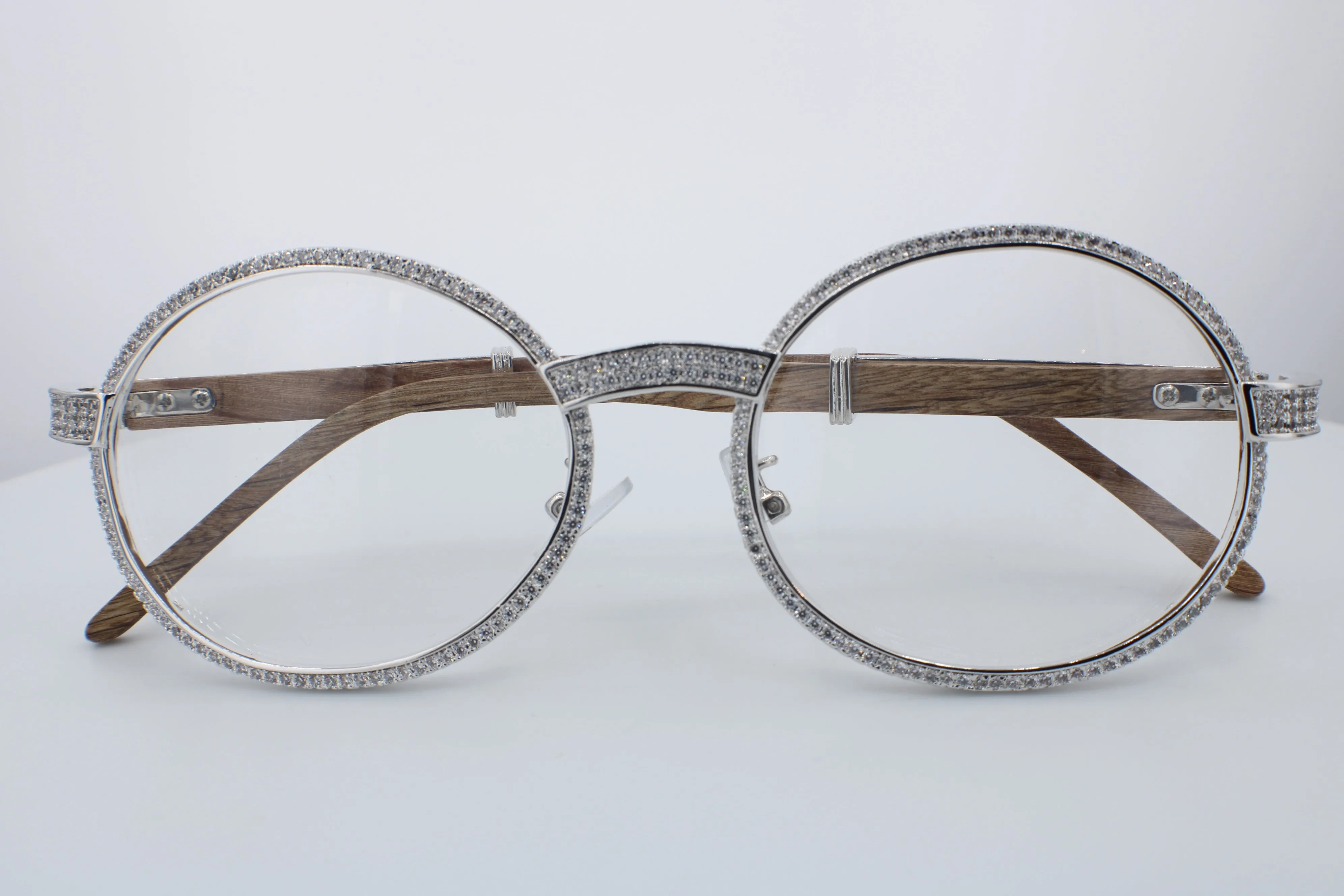 ROUND FRAME DIAMOND GLASSES | White Gold