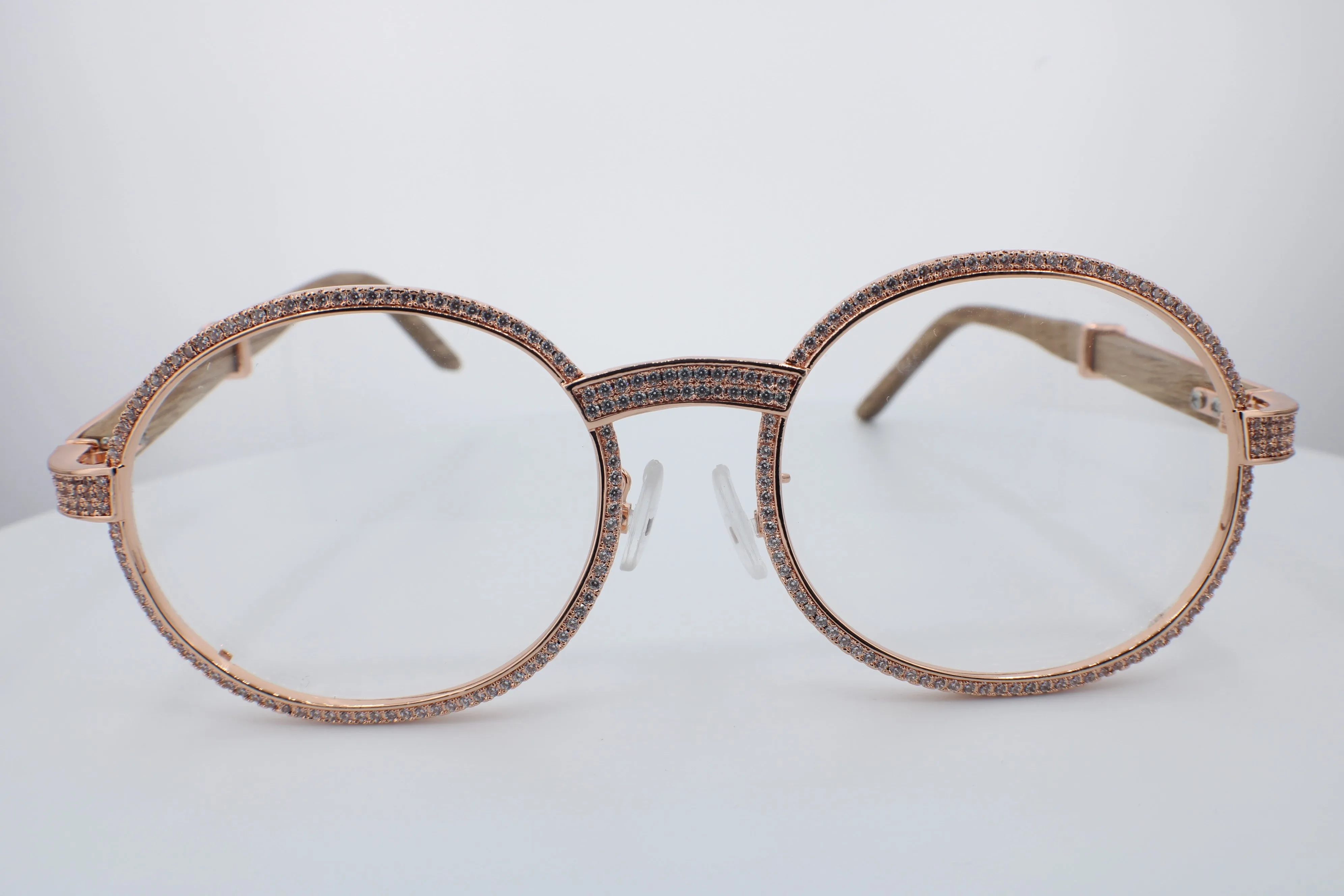 ROUND FRAME DIAMOND GLASSES | White Gold