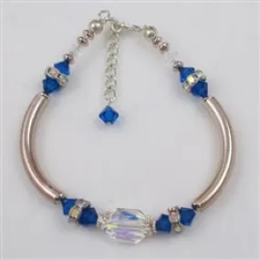 Royal Blue Crystal & Noodle Bracelet