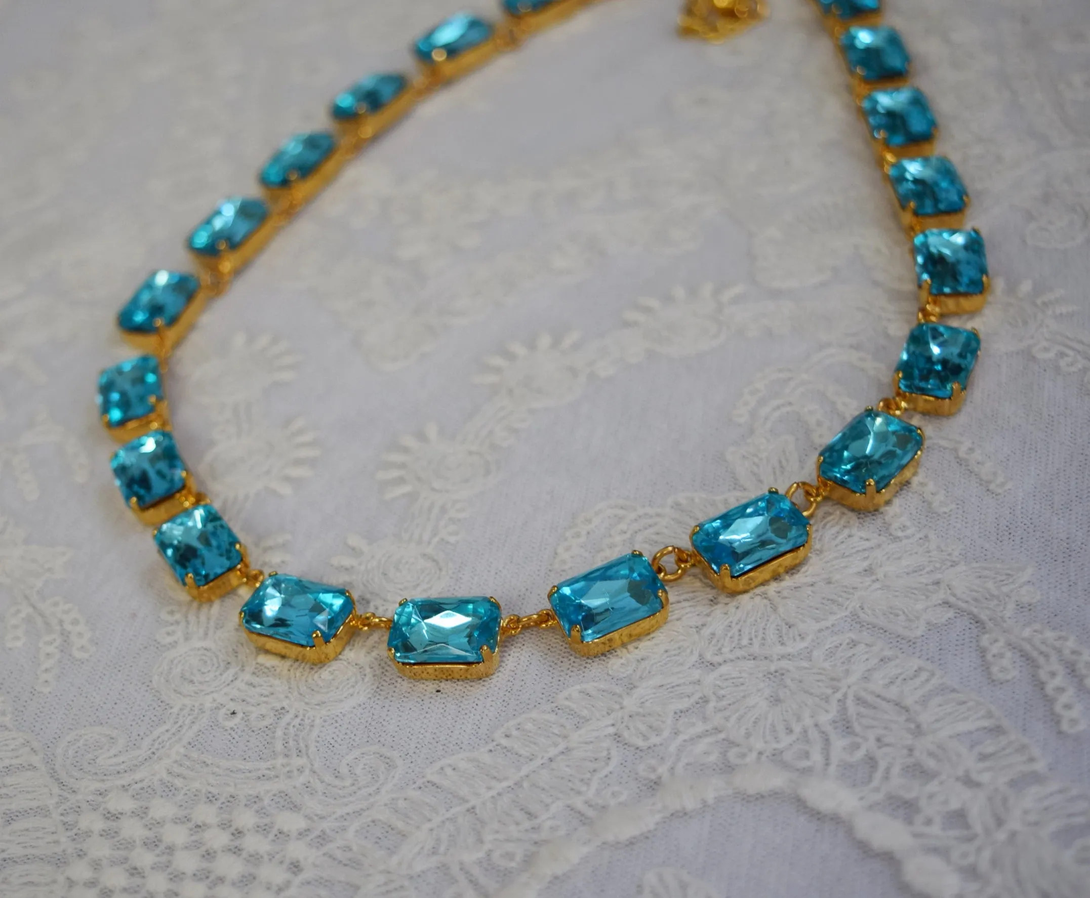 Sample Sale! Aquamarine Blue Necklace - Medium Octagon