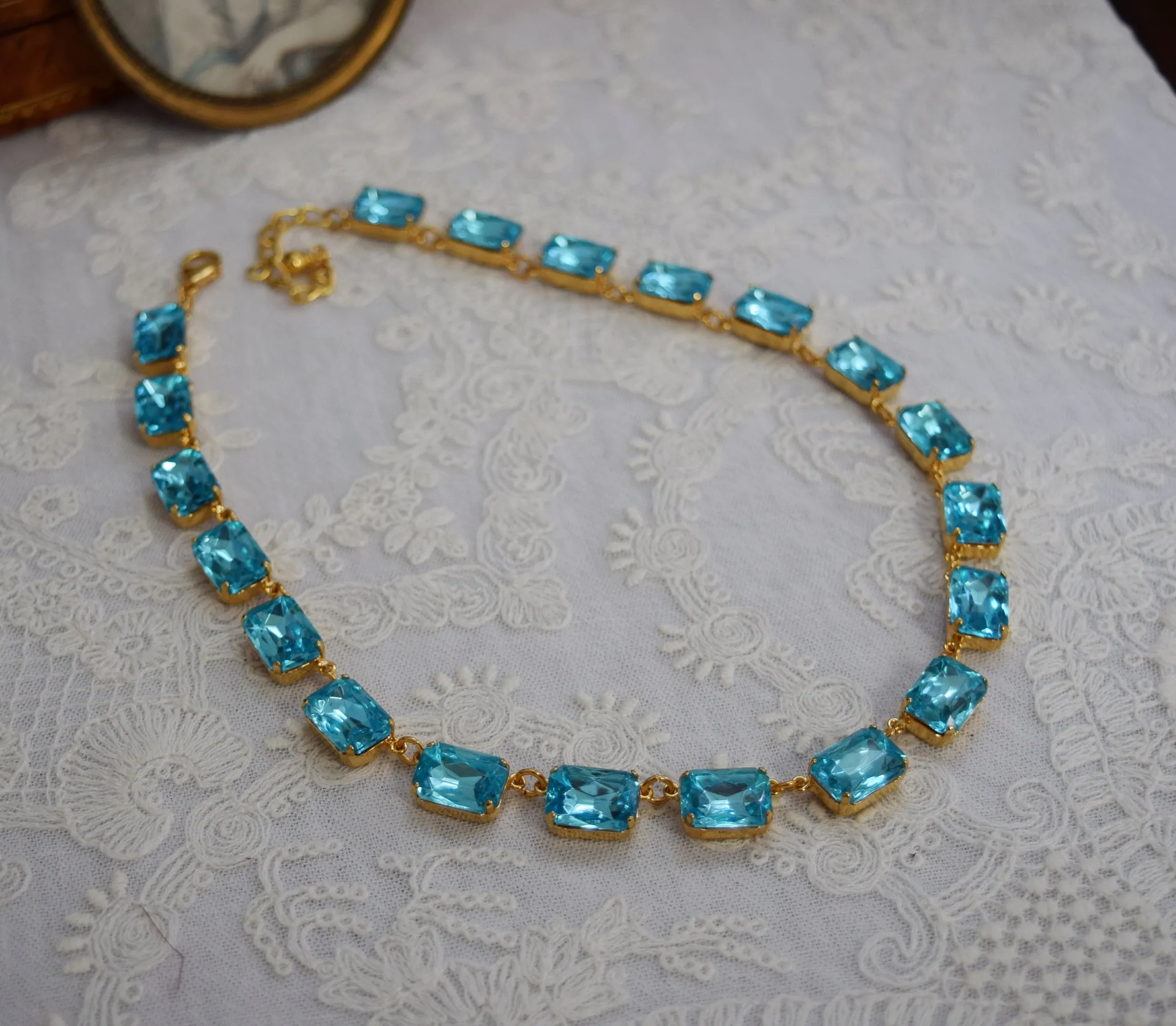 Sample Sale! Aquamarine Blue Necklace - Medium Octagon