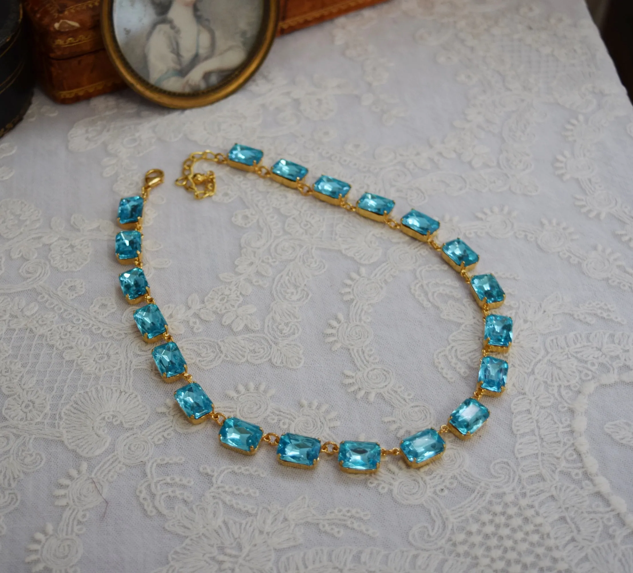 Sample Sale! Aquamarine Blue Necklace - Medium Octagon