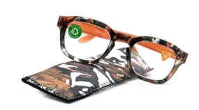 Sasha, (Premium) Reading Glasses High End Readers  1.25.. 3 Magnifying Eyeglasses (Black n Orange) Camo Round Optical Frames NY Fifth Avenue