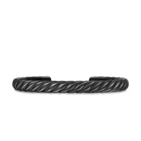 Sculpted Cable Cuff Bracelet in Black Titanium, 7mm, Size Medium