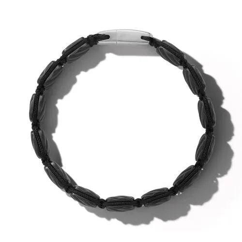 Sculpted Cable Woven Tile Bracelet in Black Titanium with Sterling Silver