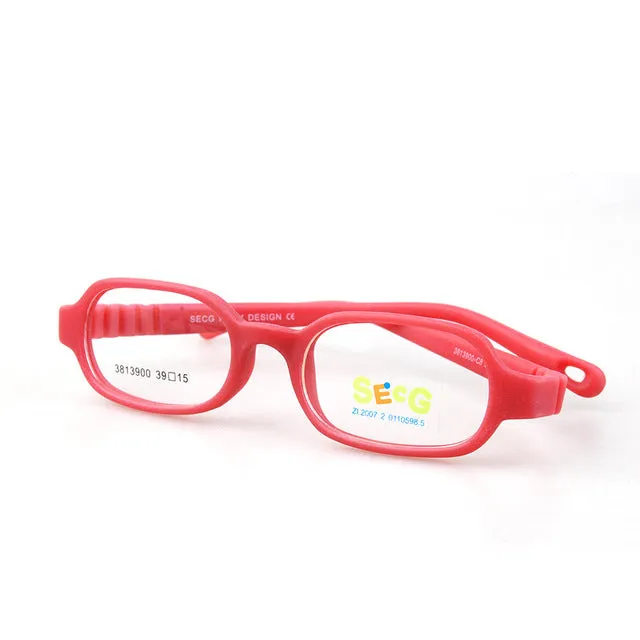 Secg Unisex Children's Full Rim Rectangle Silicone Eyeglasses 28139